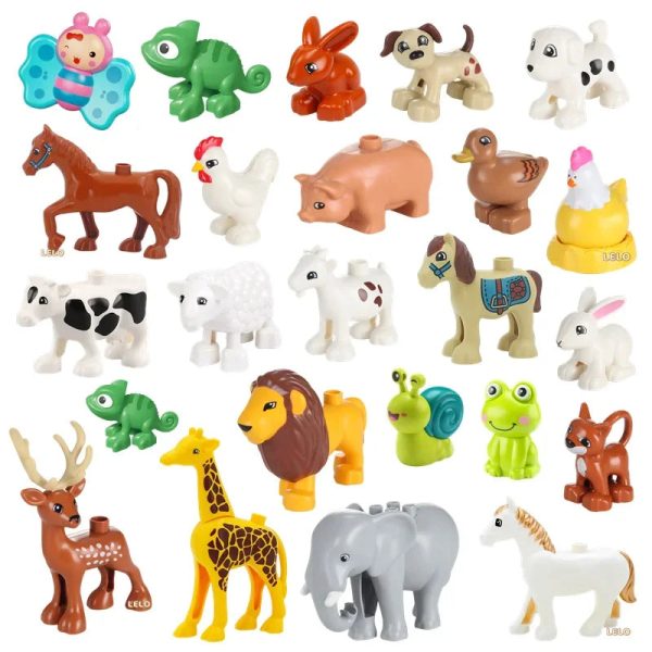 74 Styles Big Size Building Blocks Animal Figures Accessories Block Lion Panda Snail Bricks Assembly Toys For Children Kids Gift