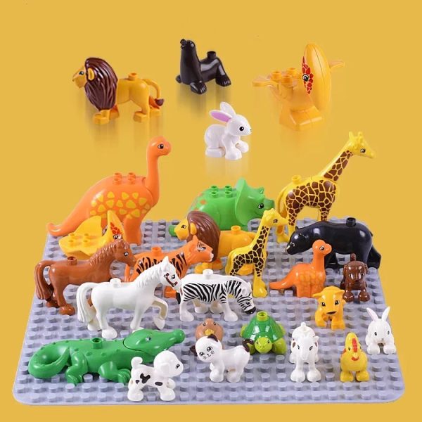 74 Styles Big Size Building Blocks Animal Figures Accessories Block Lion Panda Snail Bricks Assembly Toys For Children Kids Gift