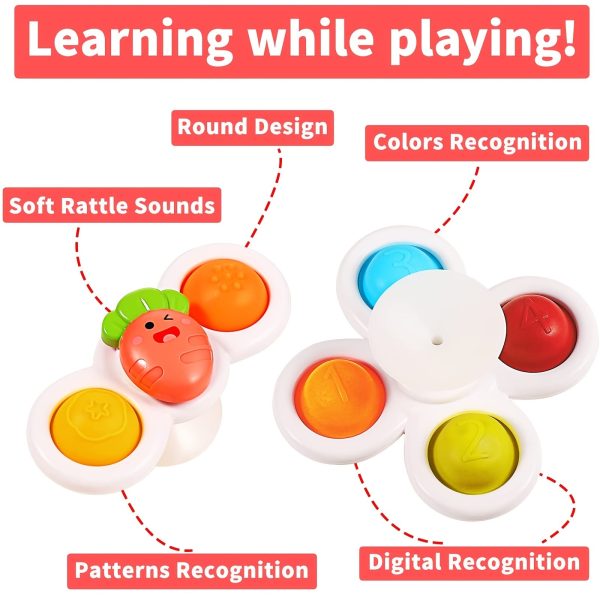 3-Pack Suction Cup Spinner Toys - Sensory & Early Education Toys for Babies & Toddlers - Perfect Birthday Gifts for Boys & Girls!