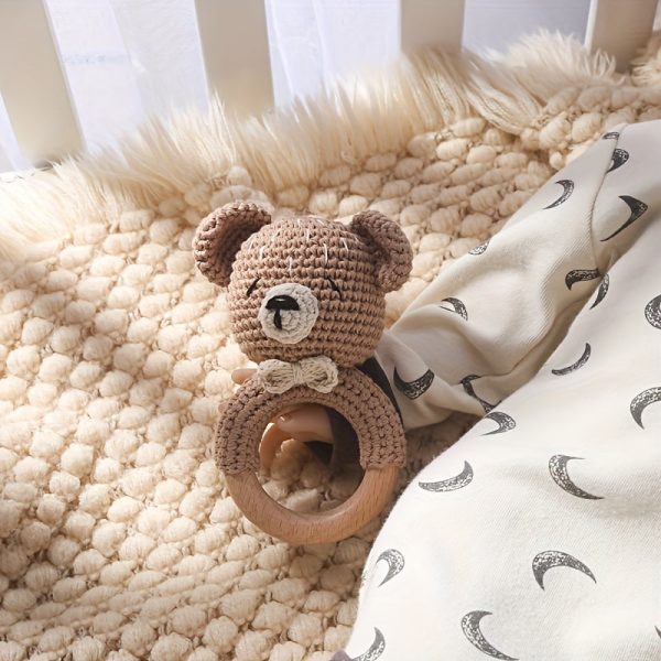 797966d6b96e3a3dd771f7743f3a55ba.jpg Baby Beech Wooden Pure Cotton Crochet Ringing Bell, Brown Bear Ring Wooden Baby Gym Montessori Toy Halloween Easter Gift