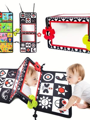 Tummy Time Mirror Toy, Foldable Floor Mirror Toy, Montessori Early Educational Toy