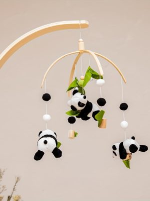 Cartoon Panda Bed Bell, Manual Music Rattle, Sleep Rotating Rattle Toy, Plush Toy