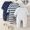 Baby Boys Star Printed Footed Bodysuit 3 Piece Set