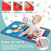 2 In 1 Musical Toys, Toddler Piano & Drum Mat With 2 Sticks, Musical Mats-Piano Keyboard & Drum, Learning Floor Blanket, Birthday Gifts For 1 2 3 Year Old Boys & Girls Baby Toys