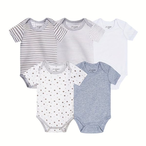5-Piece Adorable Baby Girls Cotton Romper Set - Perfect for Newborns!