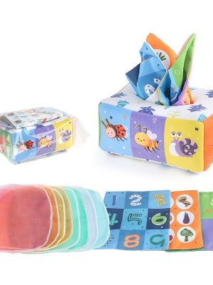 Baby Tissue Box Toys, Baby Sensory Toys, Magic Tissue Box With Pleated Toys, Tummy Time Toys Enlightenment Early Educational Toys For Kids Gifts ,Halloween,Christmas, and Thanksgiving Day gift