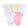 5-Piece Adorable Baby Girls Cotton Romper Set - Perfect for Newborns!