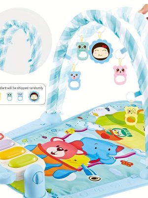 1pc Musical Baby Gym Play Mat with Piano Pedal Toy - Perfect for Developing Motor Skills and Sensory Awareness in Infants - Random Pendant Style - Ideal Gift for Christmas, Halloween, Thanksgiving, and Easter