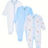 Baby Boy's Long Sleeve Cotton Rompers Three-piece Set, Pregnancy Gift