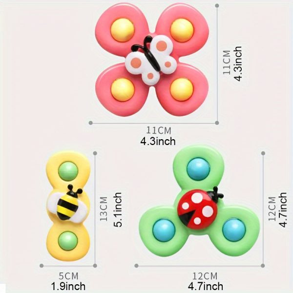 3pcs Sensory Suction Cup Rotating Toys, Early Education And Bathtub Toys, Perfect Birthday Gifts easter gift