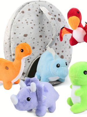 BenBen Dinosaur Stuffed Animals, 5 Small Dinosaur Plush Dolls And Egg Bag Toys Set, Dino Plushies, Cute Stuff For Kids Girls Boys, Baby Shower, Christmas Gifts