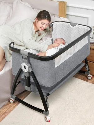 Baby Bassinet Bedside Sleeper, Bedside Bassinet for Baby, 3 in 1 Bedside Crib with Adjustable 6 Height, Portable Bassinet