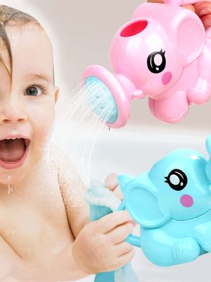 Baby Bath Toys Lovely Plastic Elephant Shape Water Spray for Baby Shower Swimming Toys Kids Gift Storage Mesh Bag Baby Kids Toy