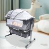 Baby Bed Side Crib Newborn Bassinet Bedside Crib Infant Sleeper Bed Cradle Gray Adjustable Tilting Cradle Bed Portable 80-85cm
