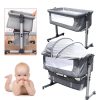 Baby Bed Side Crib Newborn Bassinet Bedside Crib Infant Sleeper Bed Cradle Gray Adjustable Tilting Cradle Bed Portable 80-85cm