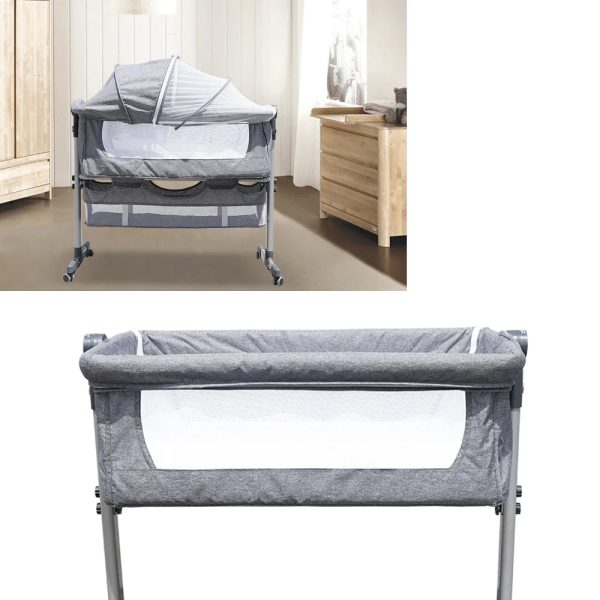 Baby Bed Side Crib Newborn Bassinet Bedside Crib Infant Sleeper Bed Cradle Gray Adjustable Tilting Cradle Bed Portable 80-85cm
