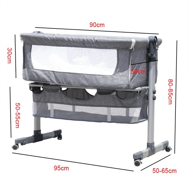 Baby Bed Side Crib Newborn Bassinet Bedside Crib Infant Sleeper Bed Cradle Gray Adjustable Tilting Cradle Bed Portable 80-85cm