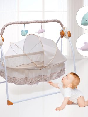 Baby electric cradle rocking bed Portable foldable crib travel crib newborn smart coax baby soothing artifact sleeping basket