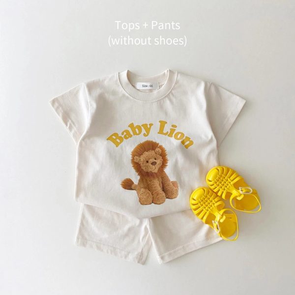 Korea 2022 Summer New Infant Baby Boy Clothes Set Cartoon 3D Bear Printed T shirts Tops+Toddler Girl Breathable Shorts 2pcs Set