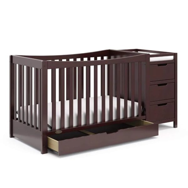 New-5-In-1-Convertible-Crib-Changer-with-Drawer-Crib-and-Changing-Table-Combo-Includes-Changing_516554d5-15f8-4317-a56c-f4a427ff8979.jpg New 5-In-1 Convertible Crib & Changer with Drawer Crib and Changing-Table Combo, Includes Changing Pad, Converts To Toddler Bed