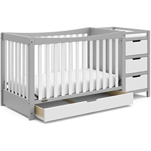 New-5-In-1-Convertible-Crib-Changer-with-Drawer-Crib-and-Changing-Table-Combo-Includes-Changing_71618ad6-2a27-4f23-9047-2abba38eb7f0.jpg New 5-In-1 Convertible Crib & Changer with Drawer Crib and Changing-Table Combo, Includes Changing Pad, Converts To Toddler Bed