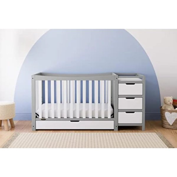 New-5-In-1-Convertible-Crib-Changer-with-Drawer-Crib-and-Changing-Table-Combo-Includes-Changing_b8a8c576-e30b-4626-8c01-838a275bd2c2-1.jpg New 5-In-1 Convertible Crib & Changer with Drawer Crib and Changing-Table Combo, Includes Changing Pad, Converts To Toddler Bed