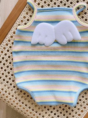 Newborn Striped Romper Baby Girls Candy Color Bodysuit Infant Sling Vest Wearing Summer Clothes New Child Fashion Tops Clothes