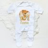 Personalised Baby Sleepsuit Cartoon Bear Letter Babygrow Sleepsuit Infant Coming Home Outfit Custom Name Romper Newbron Present