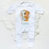 Personalised Baby Sleepsuit Cartoon Bear Letter Babygrow Sleepsuit Infant Coming Home Outfit Custom Name Romper Newbron Present