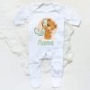 Personalised Baby Sleepsuit Cartoon Bear Letter Babygrow Sleepsuit Infant Coming Home Outfit Custom Name Romper Newbron Present