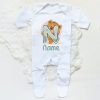 Personalised Baby Sleepsuit Cartoon Bear Letter Babygrow Sleepsuit Infant Coming Home Outfit Custom Name Romper Newbron Present