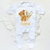 Personalised Baby Sleepsuit Cartoon Bear Letter Babygrow Sleepsuit Infant Coming Home Outfit Custom Name Romper Newbron Present