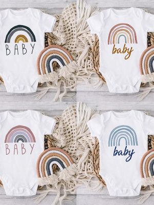 Rainbow Baby Print Newborn Clothes Baby Summer Rompers Infant Body Short Sleeve Baby Toddler Jumpsuit Baby Boy Girl Shower Gifts