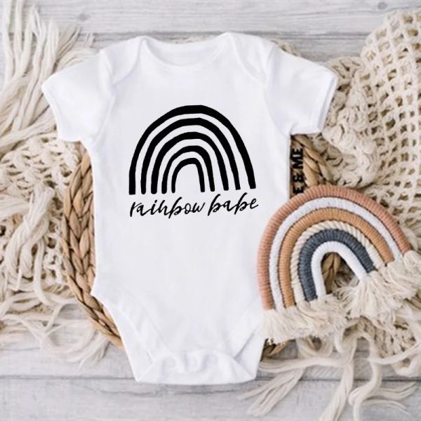 Rainbow Baby Print Newborn Clothes Baby Summer Rompers Infant Body Short Sleeve Baby Toddler Jumpsuit Baby Boy Girl Shower Gifts
