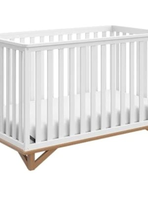 Storkcraft Santa Monica 5-in-1 Convertible Crib (White with Vintage Driftwood) ?C GREENGUARD Gold Certified, Modern Design