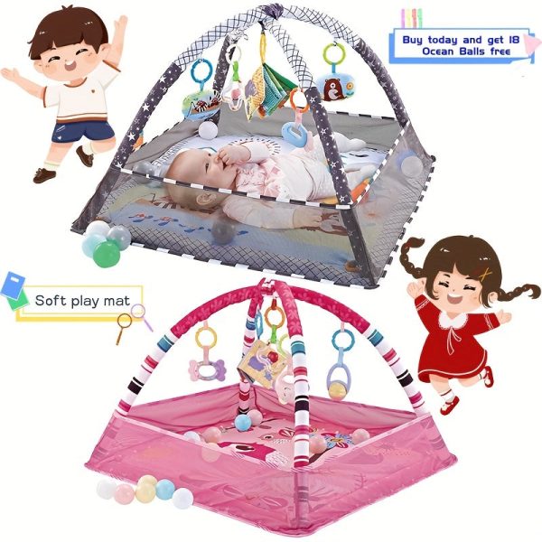 a1a363aa5c36486269a345f8f78af246.jpg 18-piece Baby Activity Gym Set - Develop Movement, Cognition, and Sensory Skills with Fence Gym, Ball Pit, Crawling Mat, and Toys - Perfect Christmas Gift for Boys and Girls!