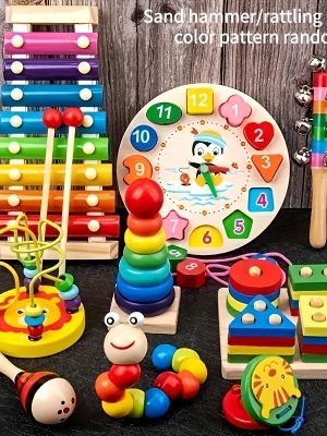 Nine-in-one Wooden Montessori Toys, Ringing Bells, Ringing Drums And Drum Set Musical Instruments, Early Childhood Education, Toddler Toys Christmas Gifts Halloween Thanksgiving Christmas Gifts