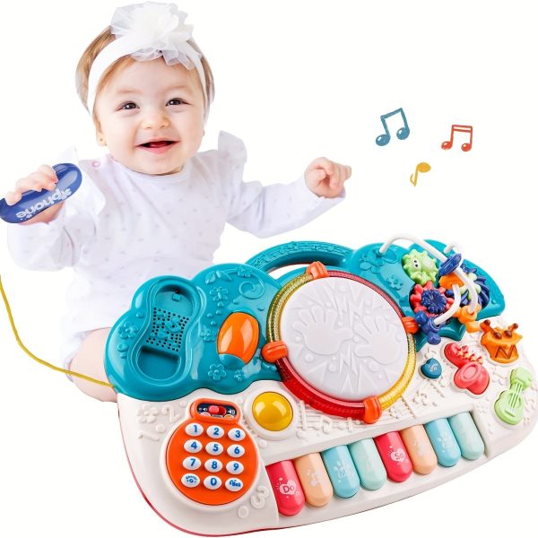 6-in-1 Light Up Phone Drum Keyboard Piano Set, Musica Baby Toys For 12 To 18 Months Toddlers, 1 2 3 Years Old Babies, First Birthday Gifts For Boys Girls