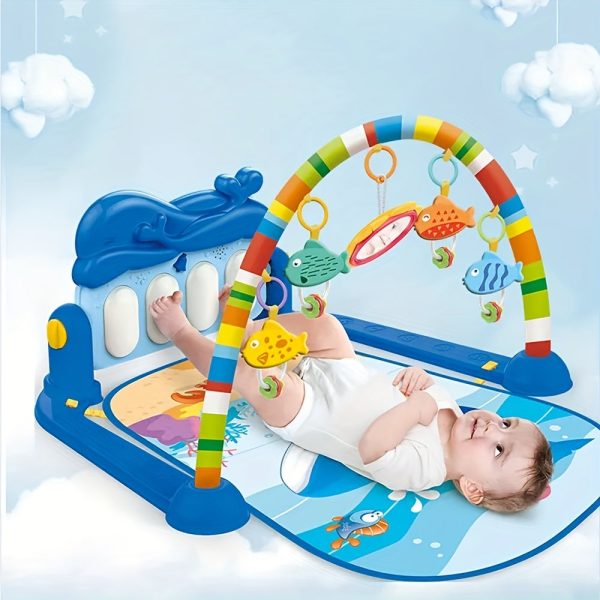 Baby Foot Stepping Piano Multifunctional Whale Foot Piano 6 Months Baby Educational Reclining Play Toy Music Fitness Rack 0-3 Years Old