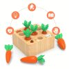 Montessori Toys For 1 2 3 Year Old Toddlers, Carrot Harvest Game Wooden Toy For 12 18 Months Baby Boys And Girls, Educational Learning Shape Sorting Matching Gifts For Babies 1-3
