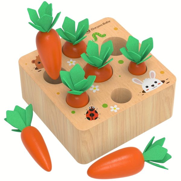 c05bd9decb112a0ea1691b3f90c59af3.jpg Montessori Toys For 1 2 3 Year Old Toddlers, Carrot Harvest Game Wooden Toy For 12 18 Months Baby Boys And Girls, Educational Learning Shape Sorting Matching Gifts For Babies 1-3