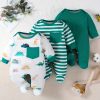 Baby Boys Star Printed Footed Bodysuit 3 Piece Set