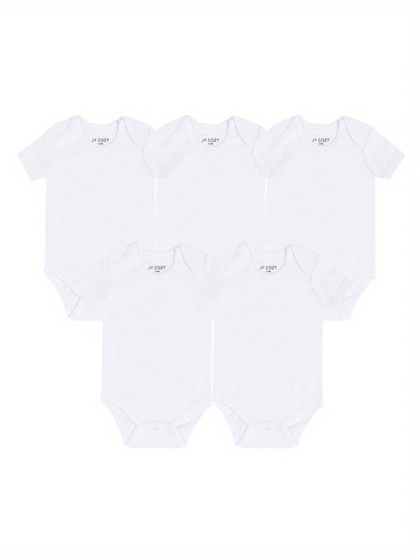 5-Piece Adorable Baby Girls Cotton Romper Set - Perfect for Newborns!