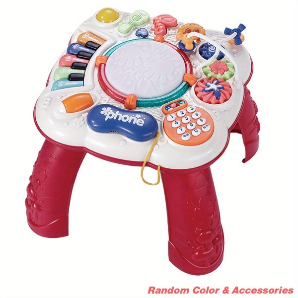 Multi-Functional Baby Activity Table with Music and Learning Features - Perfect for Early Education and Development - Sturdy and Fun Toy for 6-18 Month Olds - Great Birthday Gift (Random Color)