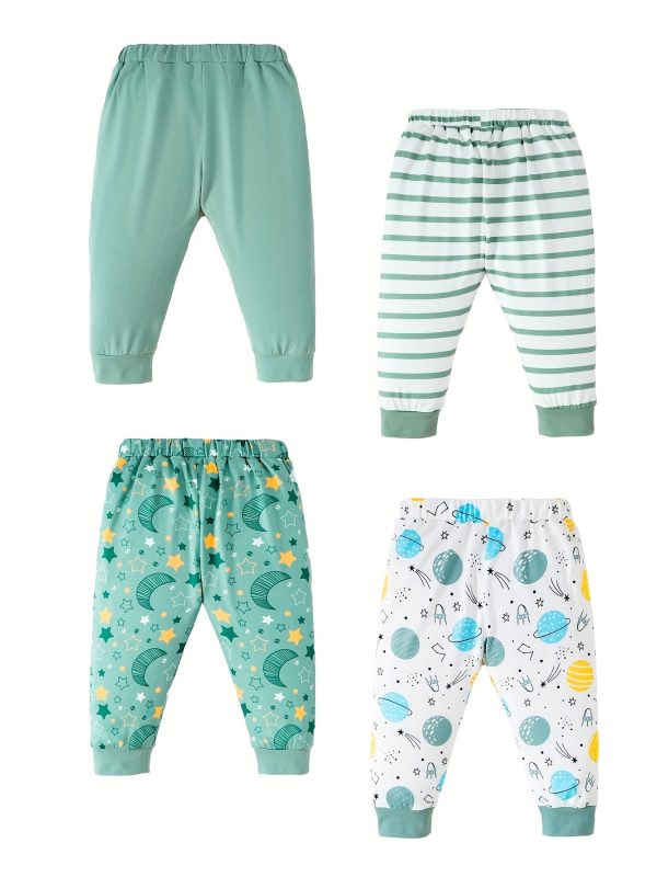 Baby Boys Happy Outfit Pregnant Women's Gifts - Solid Color & Starry Sky & Striped & Cosmic Cute Long Sleeve Top + Pants + Hat + Gloves Set