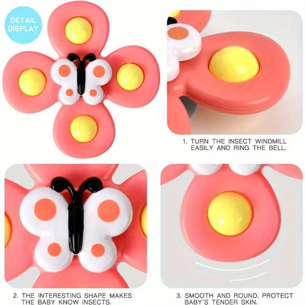 3pcs Sensory Suction Cup Rotating Toys, Early Education And Bathtub Toys, Perfect Birthday Gifts easter gift
