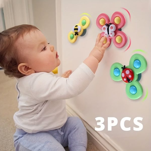 3pcs Sensory Suction Cup Rotating Toys, Early Education And Bathtub Toys, Perfect Birthday Gifts easter gift