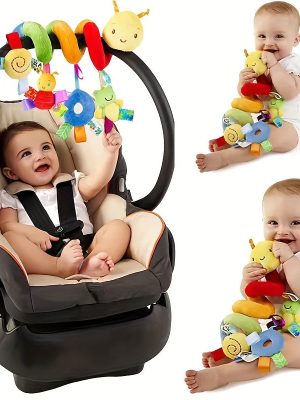 Plush Spiral Car Seat Toy for Babies - Hanging Rattle and Sensory Toy for Strollers, Cribs, and Bassinets - Perfect Gift for Boys and Girls