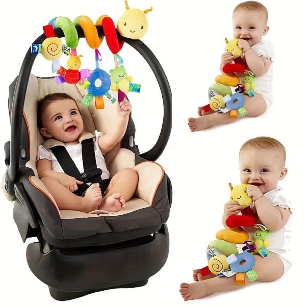 Plush Spiral Car Seat Toy for Babies - Hanging Rattle and Sensory Toy for Strollers, Cribs, and Bassinets - Perfect Gift for Boys and Girls
