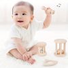 4 pieces Montessori Wooden Baby Rattle Set - Natural Teething Ring and Geometric Grab Toy - Perfect Gift for Infants and Toddlers on Christmas, Halloween, and Thanksgiving